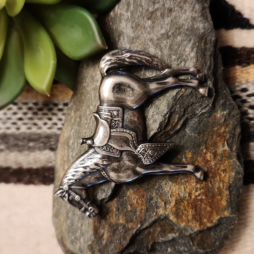 Sterling Silver Horse Brooch - Western Wear - image 2